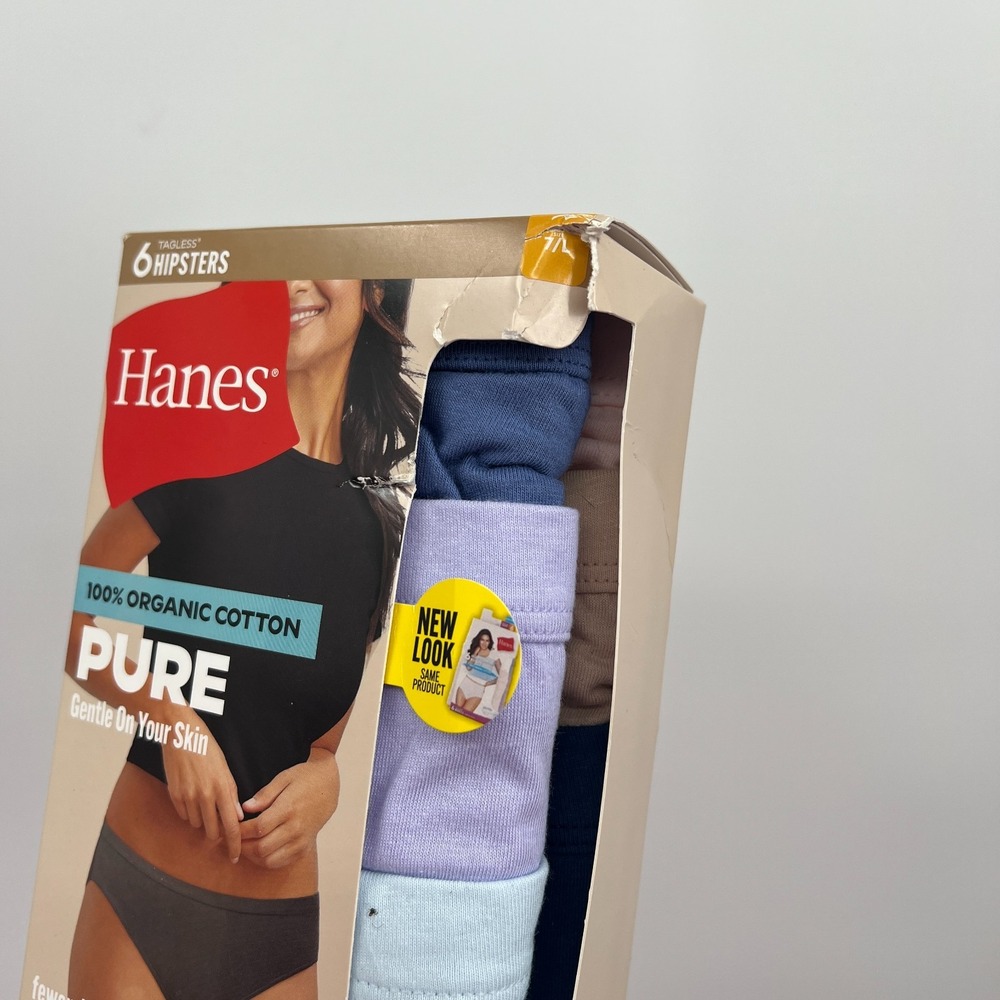 NEW Hanes 100% organic cotton pure hipsters underwear panties tagless 7 L - Picture 3 of 7